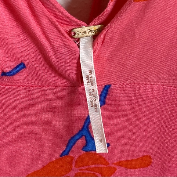 Free People Red Pink She's A Waterfall In Floral Casual Maxi Dress NWT - Picture 6 of 6